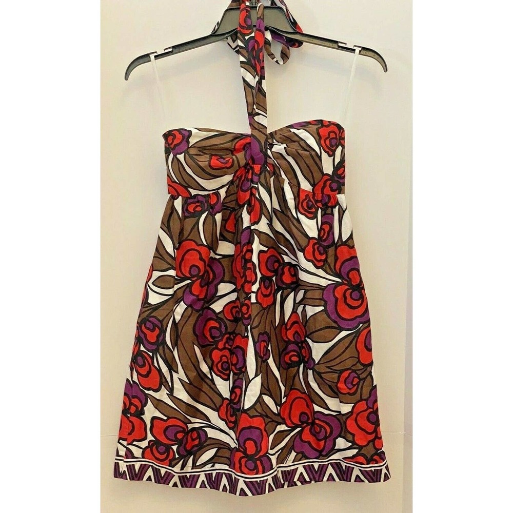 Retro 1960’s look Nell Couture dress strapless mini halter bandeau red purple 2